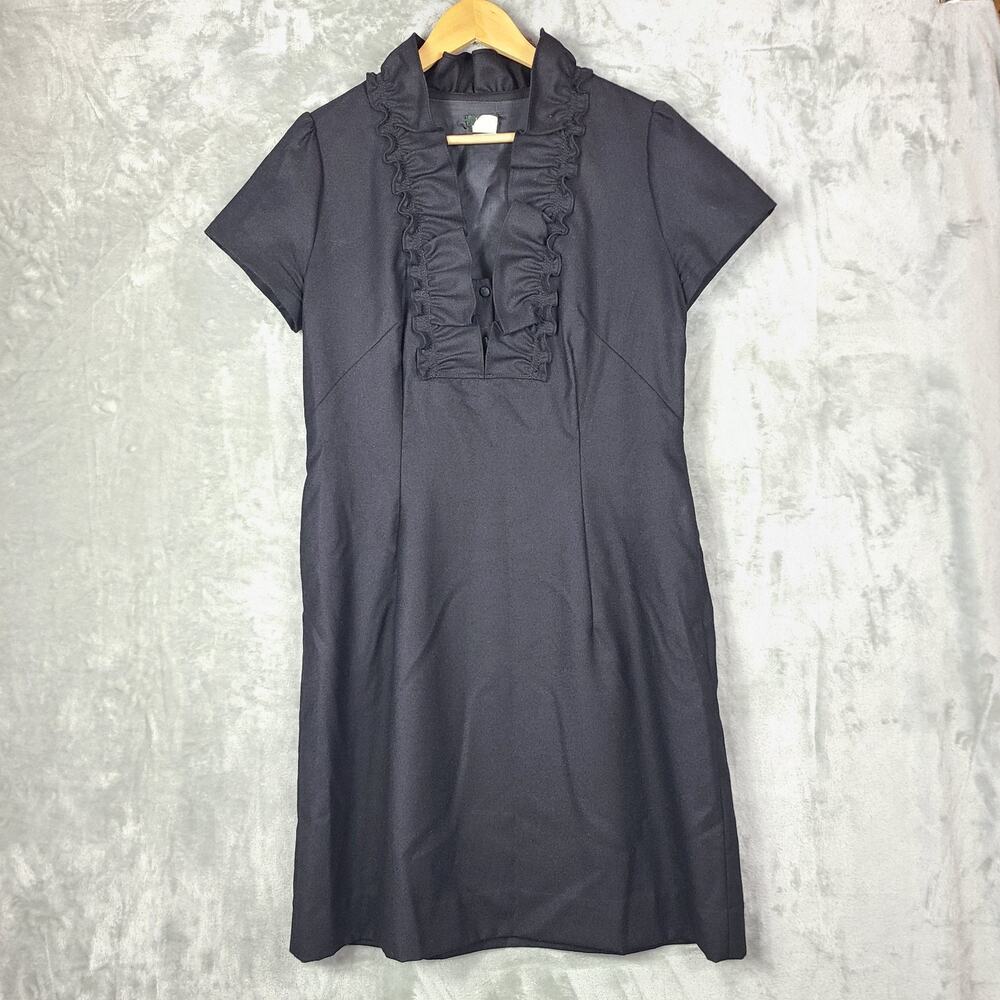 J Crew 100% Wool Dress Ruffle Collar Corpcore Academia Career Preppy Size 10